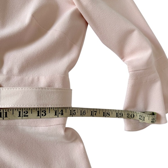 SHOSHANNA ODILA PETAL PINK CREPE FLARE SLEEVE BELTED DRESS SIZE 6 - Picture 15 of 16